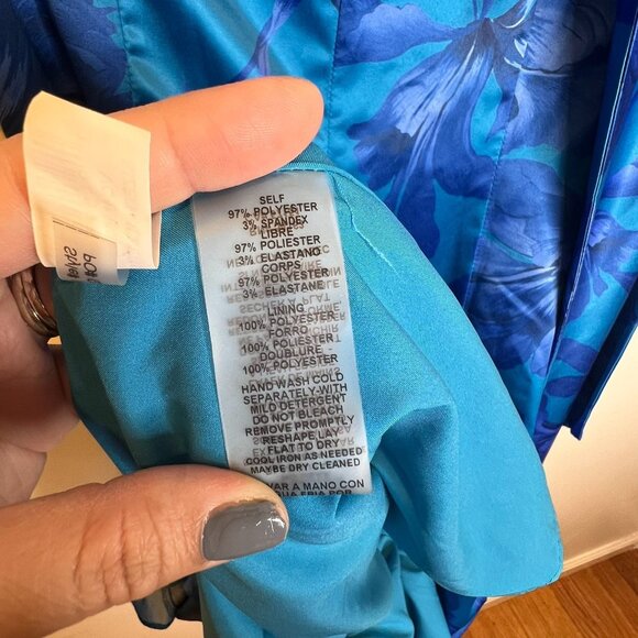 Vince Camuto Blue Floral Mock Neck One-Shoulder Gown Size 8 NWT - Picture 5 of 8